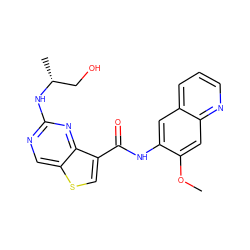 COc1cc2ncccc2cc1NC(=O)c1csc2cnc(N[C@H](C)CO)nc12 ZINC000113651253