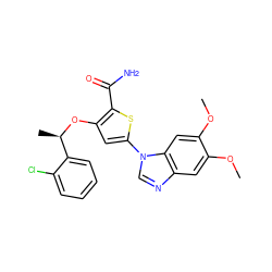 COc1cc2ncn(-c3cc(O[C@H](C)c4ccccc4Cl)c(C(N)=O)s3)c2cc1OC ZINC000016052682