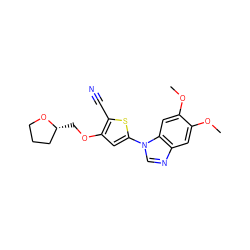 COc1cc2ncn(-c3cc(OC[C@@H]4CCCO4)c(C#N)s3)c2cc1OC ZINC000035950837