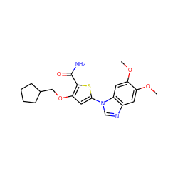 COc1cc2ncn(-c3cc(OCC4CCCC4)c(C(N)=O)s3)c2cc1OC ZINC000040898999