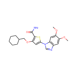 COc1cc2ncn(-c3cc(OCC4CCCCC4)c(C(N)=O)s3)c2cc1OC ZINC000040935407