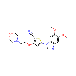 COc1cc2ncn(-c3cc(OCCN4CCOCC4)c(C#N)s3)c2cc1OC ZINC000028604246