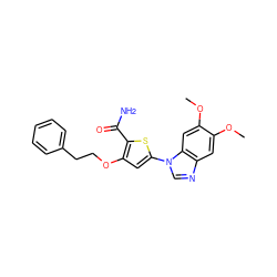 COc1cc2ncn(-c3cc(OCCc4ccccc4)c(C(N)=O)s3)c2cc1OC ZINC000040898996