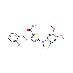 COc1cc2ncn(-c3cc(OCc4ccccc4Br)c(C(N)=O)s3)c2cc1OC ZINC000003939513