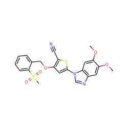 COc1cc2ncn(-c3cc(OCc4ccccc4S(C)(=O)=O)c(C#N)s3)c2cc1OC ZINC000019795634