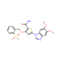 COc1cc2ncn(-c3cc(OCc4ccccc4S(C)(=O)=O)c(C(N)=O)s3)c2cc1OC ZINC000011906992