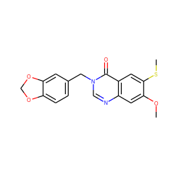 COc1cc2ncn(Cc3ccc4c(c3)OCO4)c(=O)c2cc1SC ZINC000013737683