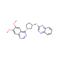 COc1cc2ncnc([C@@H]3CC[C@H](Oc4cnc5ccccc5n4)C3)c2cc1OC ZINC000072181765