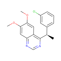 COc1cc2ncnc([C@H](C)c3cccc(Cl)c3)c2cc1OC ZINC000474609630