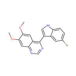 COc1cc2ncnc(-c3c[nH]c4ccc(Br)cc34)c2cc1OC ZINC000038267840