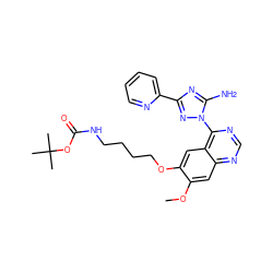 COc1cc2ncnc(-n3nc(-c4ccccn4)nc3N)c2cc1OCCCCNC(=O)OC(C)(C)C ZINC000653691207