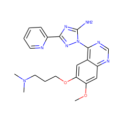 COc1cc2ncnc(-n3nc(-c4ccccn4)nc3N)c2cc1OCCCN(C)C ZINC000653689394