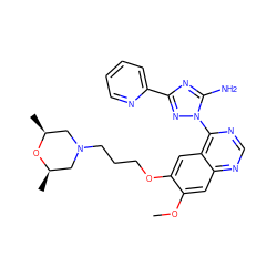 COc1cc2ncnc(-n3nc(-c4ccccn4)nc3N)c2cc1OCCCN1C[C@H](C)O[C@H](C)C1 ZINC000653689432