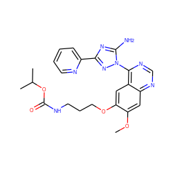 COc1cc2ncnc(-n3nc(-c4ccccn4)nc3N)c2cc1OCCCNC(=O)OC(C)C ZINC000653693424