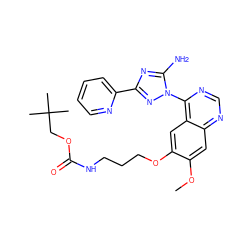 COc1cc2ncnc(-n3nc(-c4ccccn4)nc3N)c2cc1OCCCNC(=O)OCC(C)(C)C ZINC000653696843