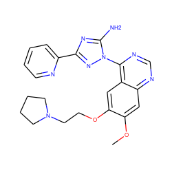 COc1cc2ncnc(-n3nc(-c4ccccn4)nc3N)c2cc1OCCN1CCCC1 ZINC000653689464