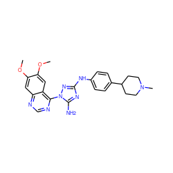 COc1cc2ncnc(-n3nc(Nc4ccc(C5CCN(C)CC5)cc4)nc3N)c2cc1OC ZINC000144545852