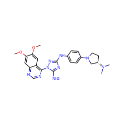 COc1cc2ncnc(-n3nc(Nc4ccc(N5CC[C@H](N(C)C)C5)cc4)nc3N)c2cc1OC ZINC000143738022