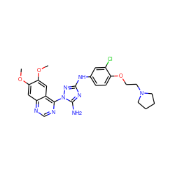 COc1cc2ncnc(-n3nc(Nc4ccc(OCCN5CCCC5)c(Cl)c4)nc3N)c2cc1OC ZINC000137631363