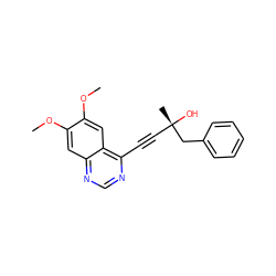 COc1cc2ncnc(C#C[C@](C)(O)Cc3ccccc3)c2cc1OC ZINC000013913293