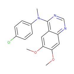 COc1cc2ncnc(N(C)c3ccc(Cl)cc3)c2cc1OC ZINC000027425876