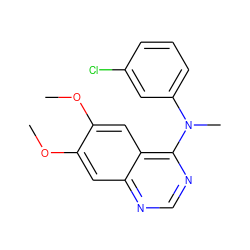 COc1cc2ncnc(N(C)c3cccc(Cl)c3)c2cc1OC ZINC000003815273