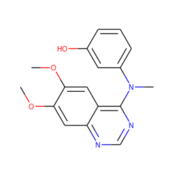 COc1cc2ncnc(N(C)c3cccc(O)c3)c2cc1OC ZINC000653742683