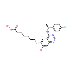 COc1cc2ncnc(N[C@@H](C)c3ccc(Cl)cc3)c2cc1OCCCCCCC(=O)NO ZINC000045356568