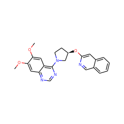 COc1cc2ncnc(N3CC[C@@H](Oc4cc5ccccc5cn4)C3)c2cc1OC ZINC000014956504