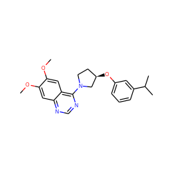 COc1cc2ncnc(N3CC[C@@H](Oc4cccc(C(C)C)c4)C3)c2cc1OC ZINC000014956444