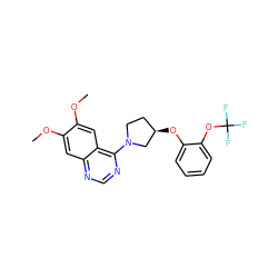 COc1cc2ncnc(N3CC[C@@H](Oc4ccccc4OC(F)(F)F)C3)c2cc1OC ZINC000029123955