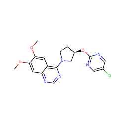 COc1cc2ncnc(N3CC[C@@H](Oc4ncc(Cl)cn4)C3)c2cc1OC ZINC000014956463