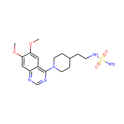 COc1cc2ncnc(N3CCC(CCNS(N)(=O)=O)CC3)c2cc1OC ZINC000071295715