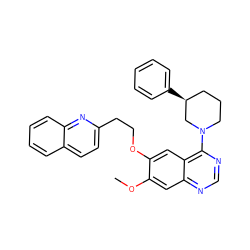 COc1cc2ncnc(N3CCC[C@H](c4ccccc4)C3)c2cc1OCCc1ccc2ccccc2n1 ZINC000043194379