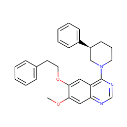 COc1cc2ncnc(N3CCC[C@H](c4ccccc4)C3)c2cc1OCCc1ccccc1 ZINC000072116499