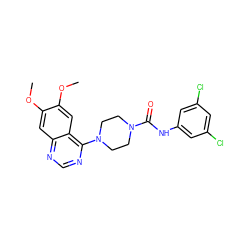 COc1cc2ncnc(N3CCN(C(=O)Nc4cc(Cl)cc(Cl)c4)CC3)c2cc1OC ZINC000013474796