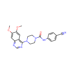 COc1cc2ncnc(N3CCN(C(=O)Nc4ccc(C#N)cc4)CC3)c2cc1OC ZINC000001488876