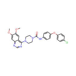 COc1cc2ncnc(N3CCN(C(=O)Nc4ccc(Oc5ccc(Cl)cc5)cc4)CC3)c2cc1OC ZINC000013474799