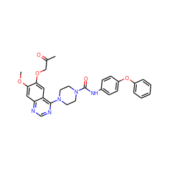 COc1cc2ncnc(N3CCN(C(=O)Nc4ccc(Oc5ccccc5)cc4)CC3)c2cc1OCC(C)=O ZINC000013528707