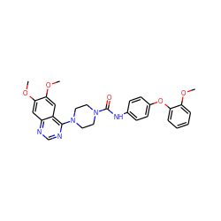 COc1cc2ncnc(N3CCN(C(=O)Nc4ccc(Oc5ccccc5OC)cc4)CC3)c2cc1OC ZINC000013474798