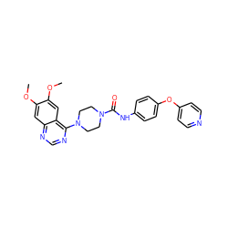 COc1cc2ncnc(N3CCN(C(=O)Nc4ccc(Oc5ccncc5)cc4)CC3)c2cc1OC ZINC000013474802