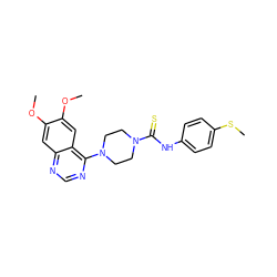 COc1cc2ncnc(N3CCN(C(=S)Nc4ccc(SC)cc4)CC3)c2cc1OC ZINC000013474821