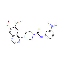 COc1cc2ncnc(N3CCN(C(=S)Nc4cccc([N+](=O)[O-])c4)CC3)c2cc1OC ZINC000013474807