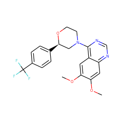 COc1cc2ncnc(N3CCO[C@H](c4ccc(C(F)(F)F)cc4)C3)c2cc1OC ZINC000096168420