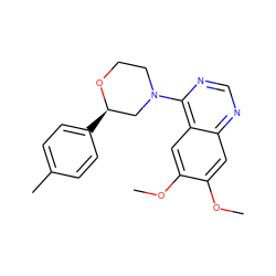 COc1cc2ncnc(N3CCO[C@H](c4ccc(C)cc4)C3)c2cc1OC ZINC000043193792