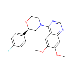 COc1cc2ncnc(N3CCO[C@H](c4ccc(F)cc4)C3)c2cc1OC ZINC000096168416
