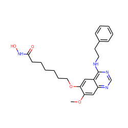 COc1cc2ncnc(NCCc3ccccc3)c2cc1OCCCCCCC(=O)NO ZINC000167412763