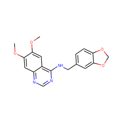 COc1cc2ncnc(NCc3ccc4c(c3)OCO4)c2cc1OC ZINC000001405377