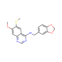 COc1cc2ncnc(NCc3ccc4c(c3)OCO4)c2cc1SC ZINC000013737680