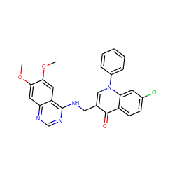 COc1cc2ncnc(NCc3cn(-c4ccccc4)c4cc(Cl)ccc4c3=O)c2cc1OC ZINC000096170263